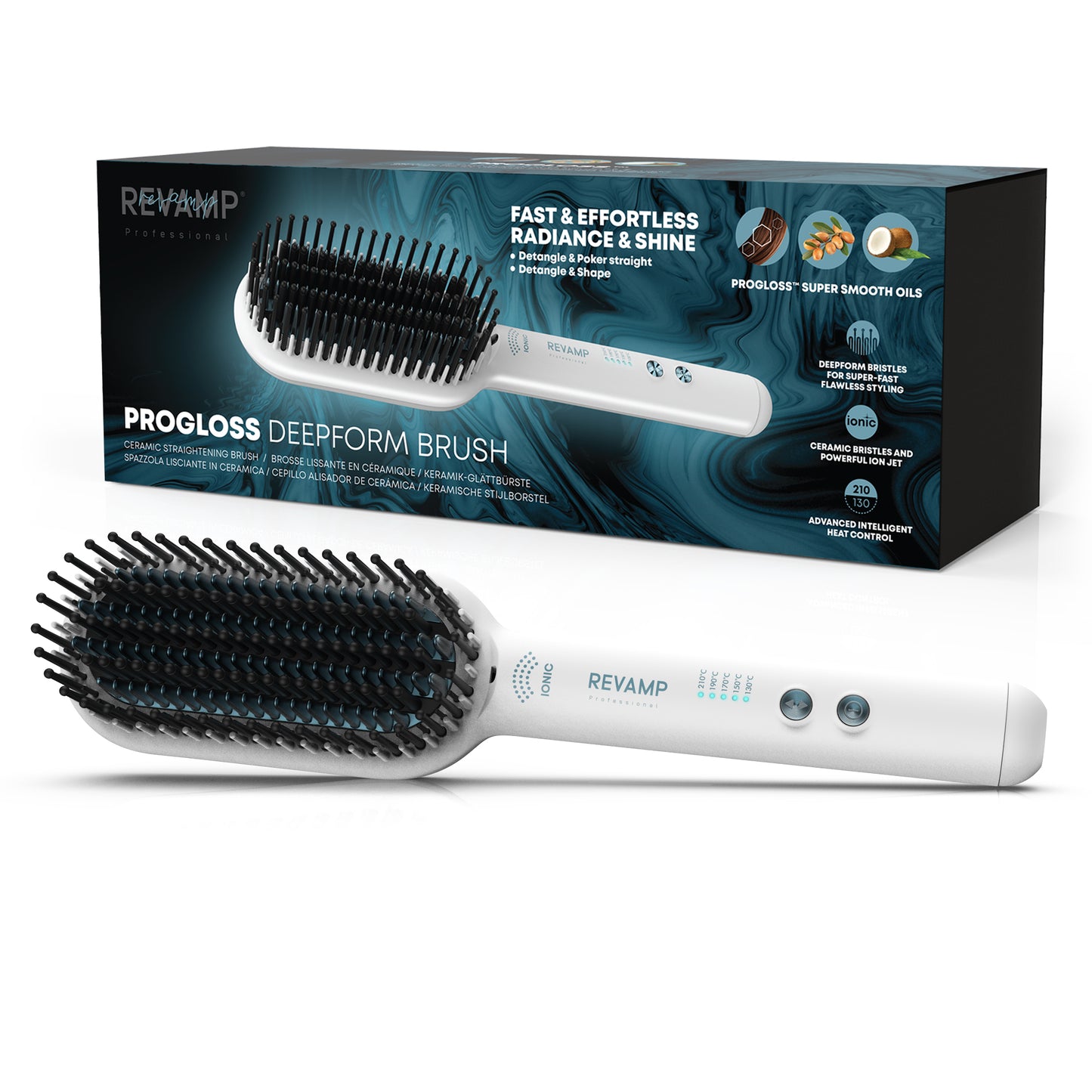 REVAMP Progloss Deepform Ceramic Straightening Brush White BR-1850 krtača za lase