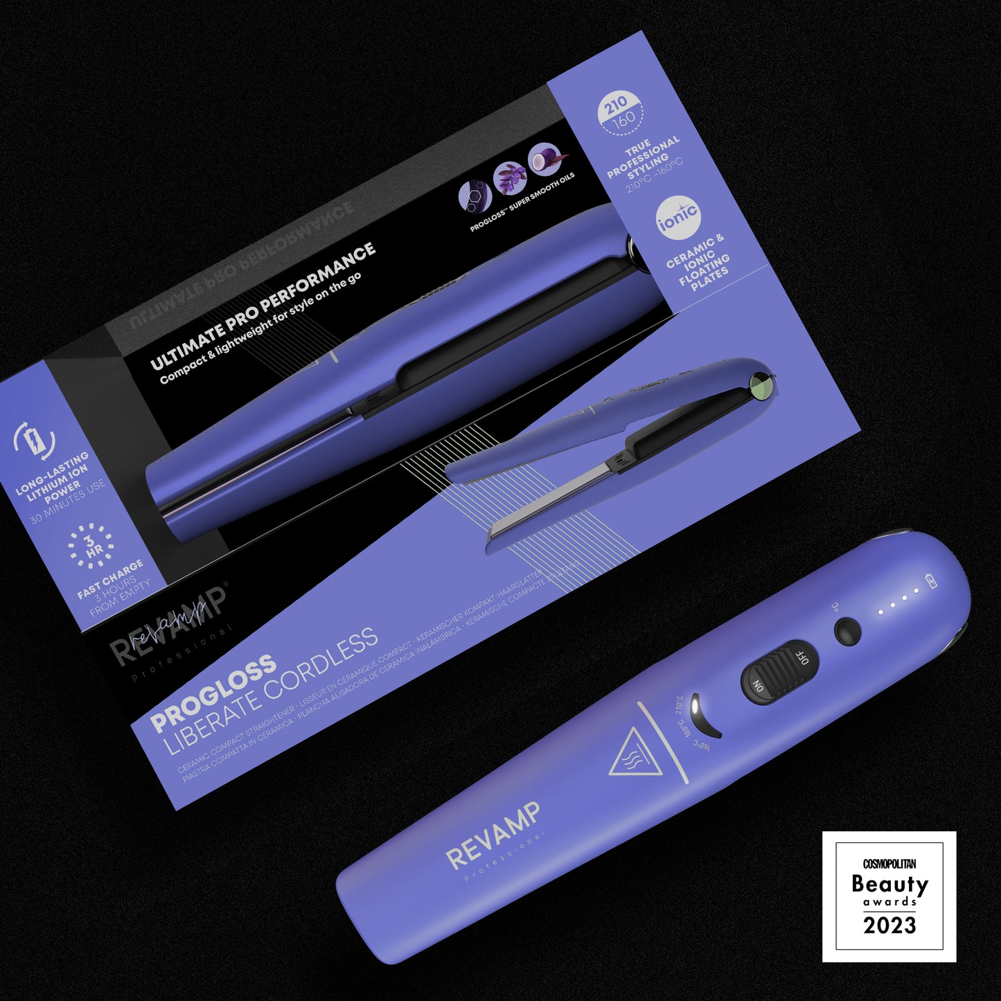 REVAMP PROGLOSS LIBERATE CORDLESS COMPACT ST-1700 BREZŽIČNI LIKALNIK ZA LASE - VIJOLIČNE BARVE