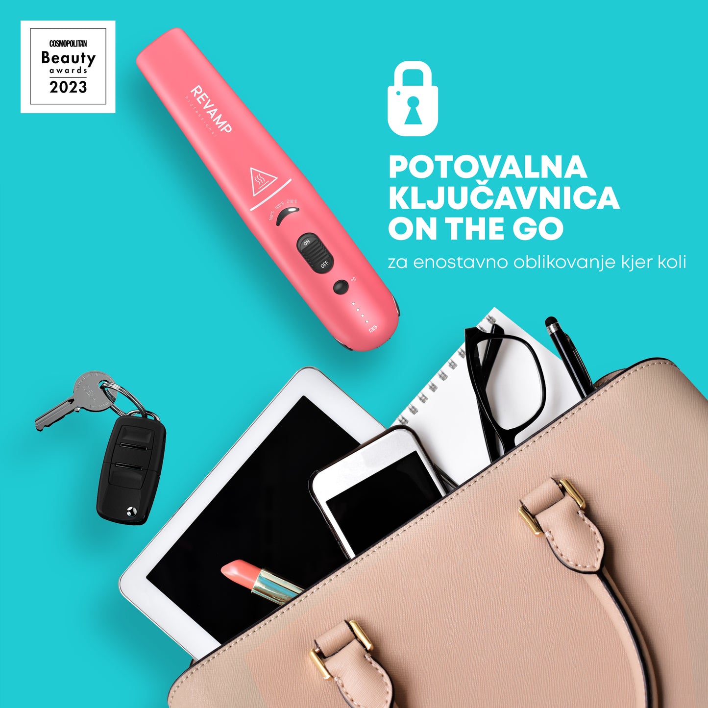 REVAMP PROGLOSS LIBERATE CORDLESS COMPACT ST-1700 BREZŽIČNI LIKALNIK ZA LASE - ROZA BARVE