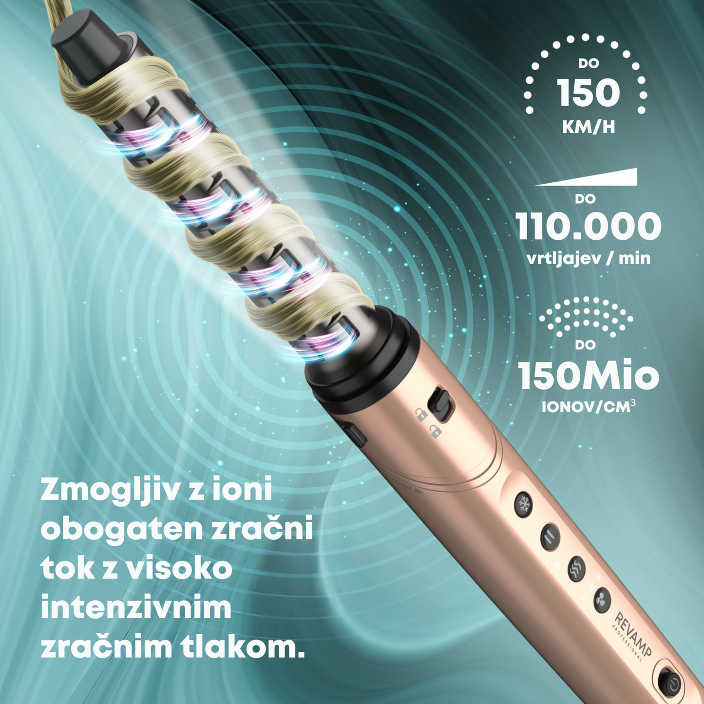 REVAMP Dynamic Radiance Pro DR-2850GD 7-v-1 sušilnik in oblikovalec las